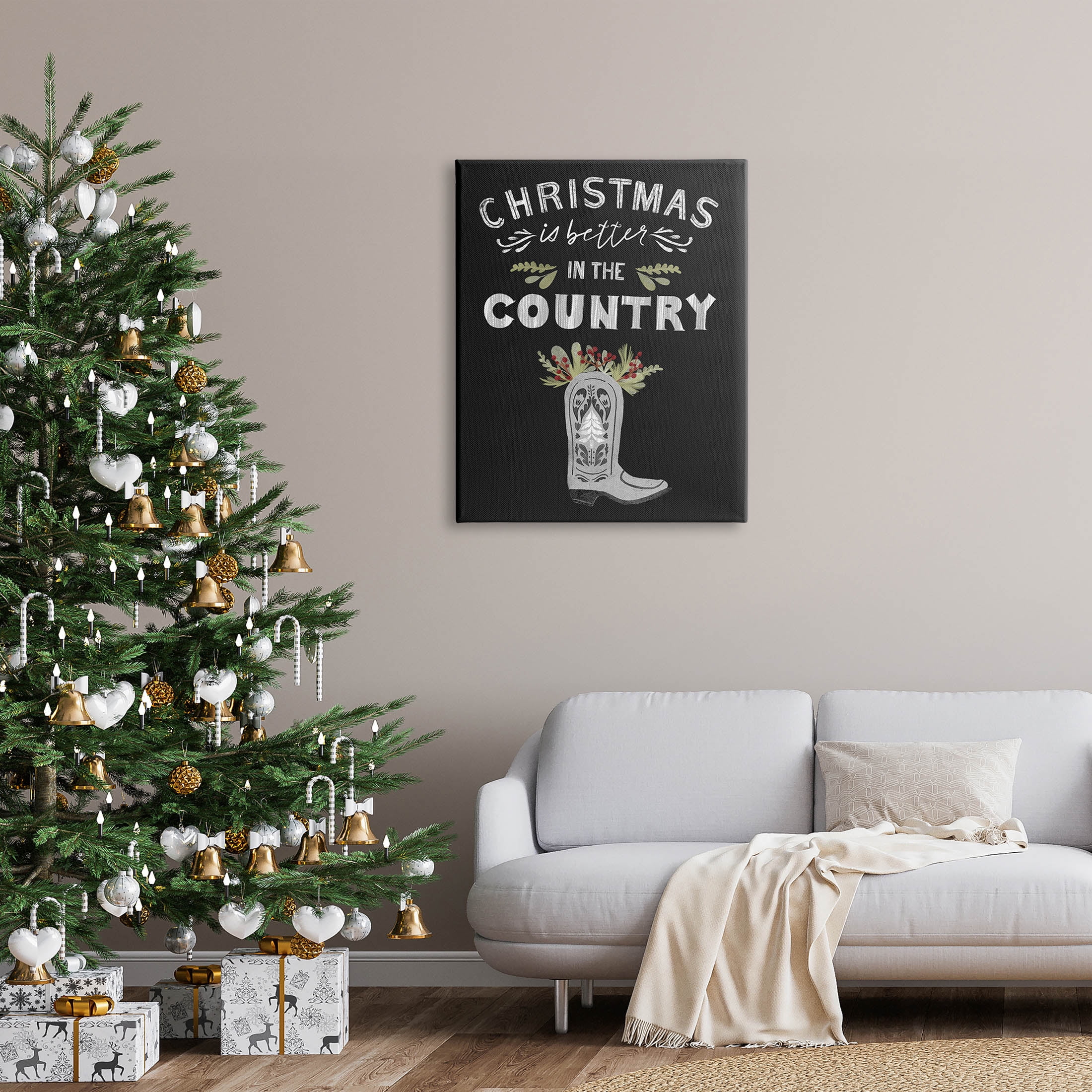 Christmas Better In Country Phrase Holiday Graphic Art Gallery Wrapped Canvas Print Wall Art