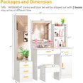 thumbnail image 2 of INTERGREAT Makeup Vanity with Lights and Mirror, White Vanity Desk, Dressing Table with Large Drawers, 3 Lighting Modes, Full Length Mirror, Bedroom, 2 of 9