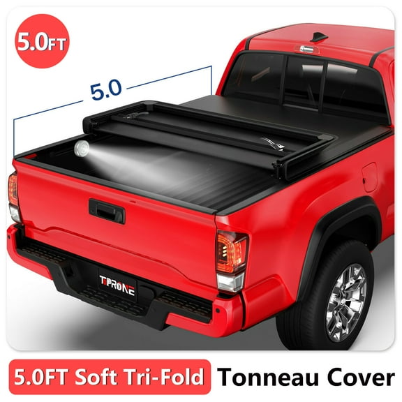 TOPRONE Soft Tri-Fold Tonneau Cover Fits 2016-2024 Tacoma with 5-ft (60.5in) Truck Bed w/ track system