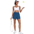 thumbnail image 4 of NELEUS Womens Athletic Shorts High Waist Running Short Gym Workout Shorts with Pockets 5" Sports Shorts,Navy Blue,US Size L, 4 of 5