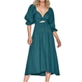 thumbnail image 1 of Gspmoly Robes d'Été pour Femmes, Robe Longue Décontractée à Manches Courtes d'Été à Col en V pour Femmes, Robes Formelles pour Femmes en Liquidation, 1 of 5