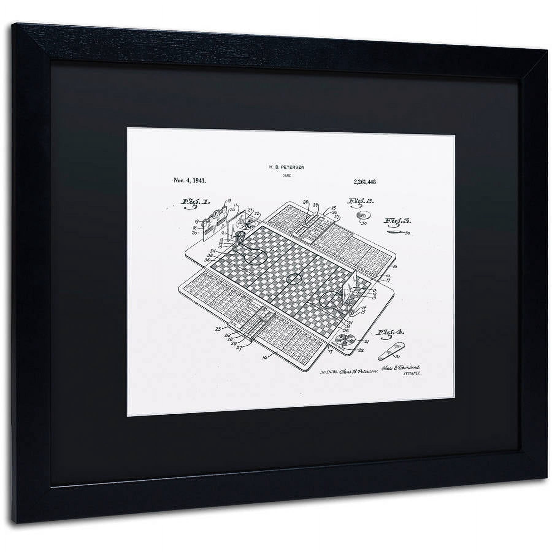 Trademark Fine Art "Basketball Court Game Patent White" Canvas Art by Claire Doherty, Black Matte, Black Frame