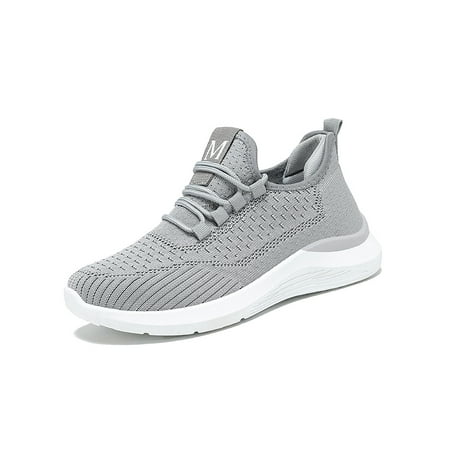 Frontwalk Women Running Shoes Breathable Sneakers Mesh Trainers Workout Lace Up Flats Ladies Sports Walking Shoe Gray 8