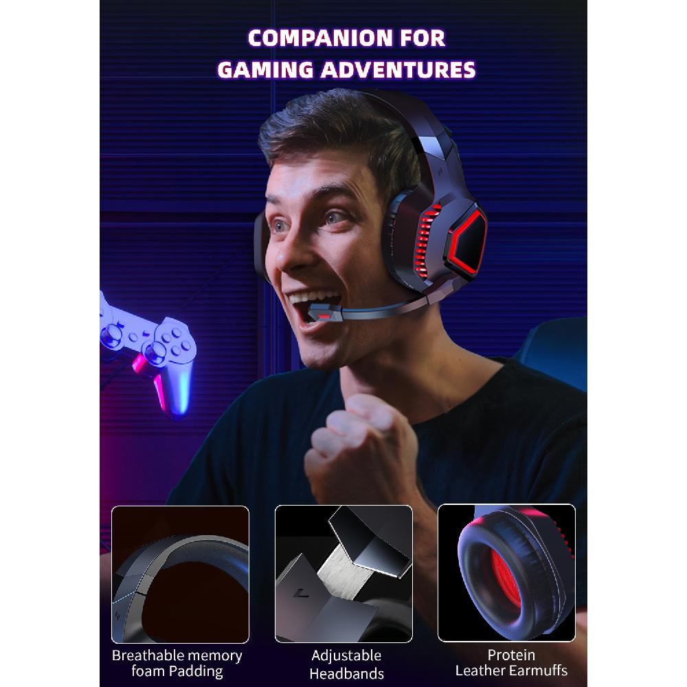 Casque gaming sans fil Ozeino 2,4 GHz pour PC, Ps5, Ps4 - Audio sans