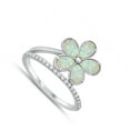 thumbnail image 4 of CHOOSE YOUR COLOR Clear CZ White Simulated Opal Flower Ring .925 Sterling Silver Female Size 7, 4 of 4