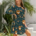 thumbnail image 5 of Fall Dresses for Women 2024, Cute Plant Fox Womens Fall Dresses Long Sleeve Casual Tie Waist Clothes, Womens Fall Fashion 2024 Midi  Dresses Outfits with Pocket, 5 of 6