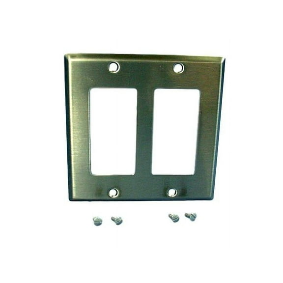Cooper/Arrow Hart ANTIMICROBIAL 2-Gang Stainless Steel Decorator Wallplate Cover GFCI GFI