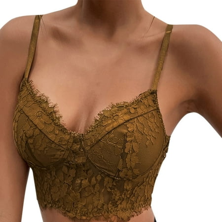 

Women Lingerie Corset Lace Floral Bralette Bralet Bra Tank Cami Crop Underwear camisoles for women with built in bra