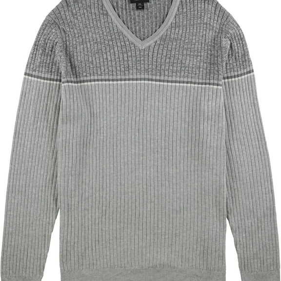 Alfani Mens Textured Stripe Pullover Sweater, Grey, XX-Large