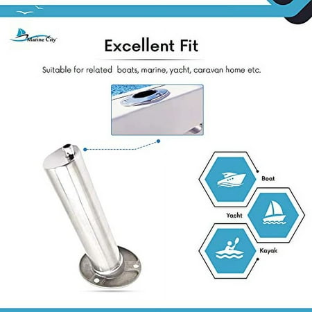 MARINE CITY Heavy Duty 316 Grade Stainless Steel Deluxe Rod Holder with Drain Flush Mount Fishing Rod Pole Holders 15 Degree for Marines - Boats - Ships - Yachts (Pack of 1)