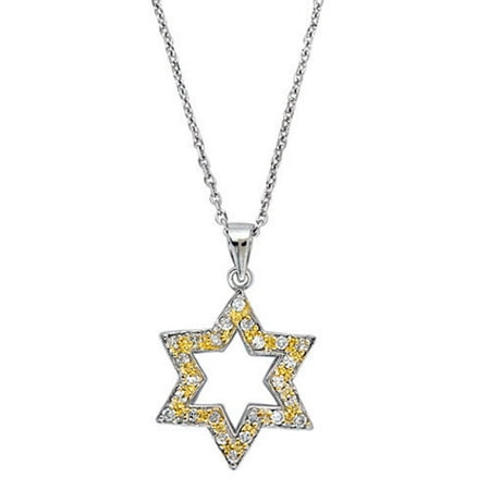 CZ Collections Yellow Star of David Pendant