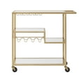 thumbnail image 3 of Chelsea Lane Mirror Glass Top Metal Bar Cart, Champagne Gold, 3 of 9