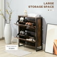 thumbnail image 3 of HOMCOM Shoe Cabinet with 2 Flip Doors, Slim 2-Drawer Shoe Cupboard with Divider and Open Compartment for 12 Pairs of Shoes, Rustic Brown, 3 of 9