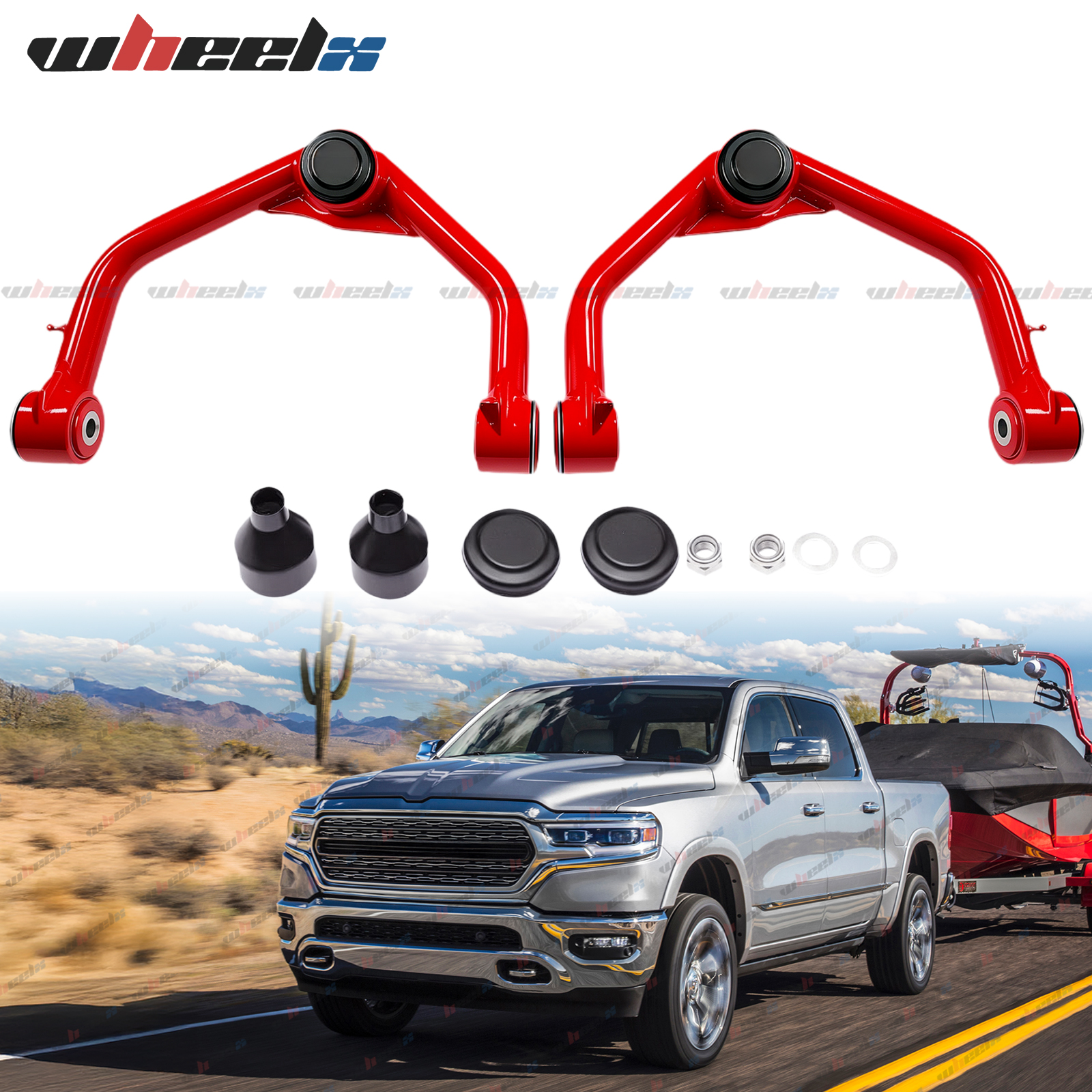 2Pcs Lift Front Upper Control Arms Fits for 2009-2024 Dodge Ram 1500 4WD Control Arms Adjustable Suspension 2-4" Control Arms with Ball Joint