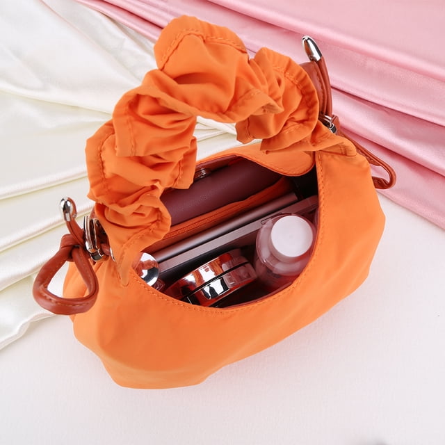 Bolso de lona para axila, bolso fruncido elegante de color sólido con cordón, bolso para axila para niñas