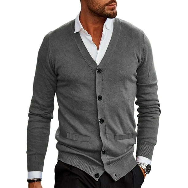 Tenmix Mens Button Down Knitted Sweaters Soft Cardigan Sweater V Neck ...