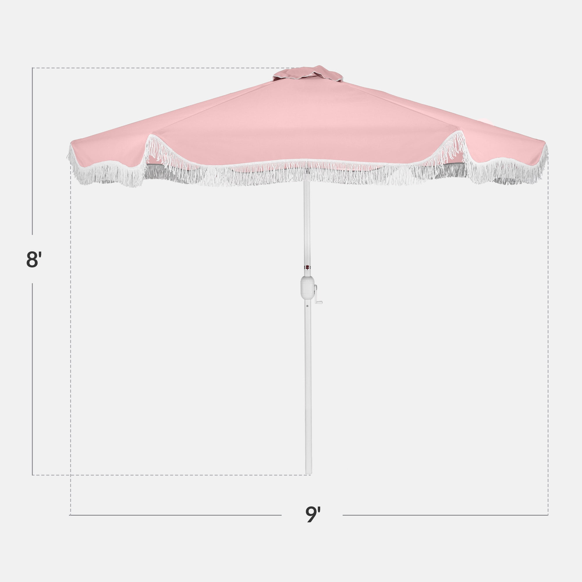 Best Choice Products 9ft Fringe Market Umbrella  Boho Patio Sunshade w/ Tilt, UPF50+ - Pink