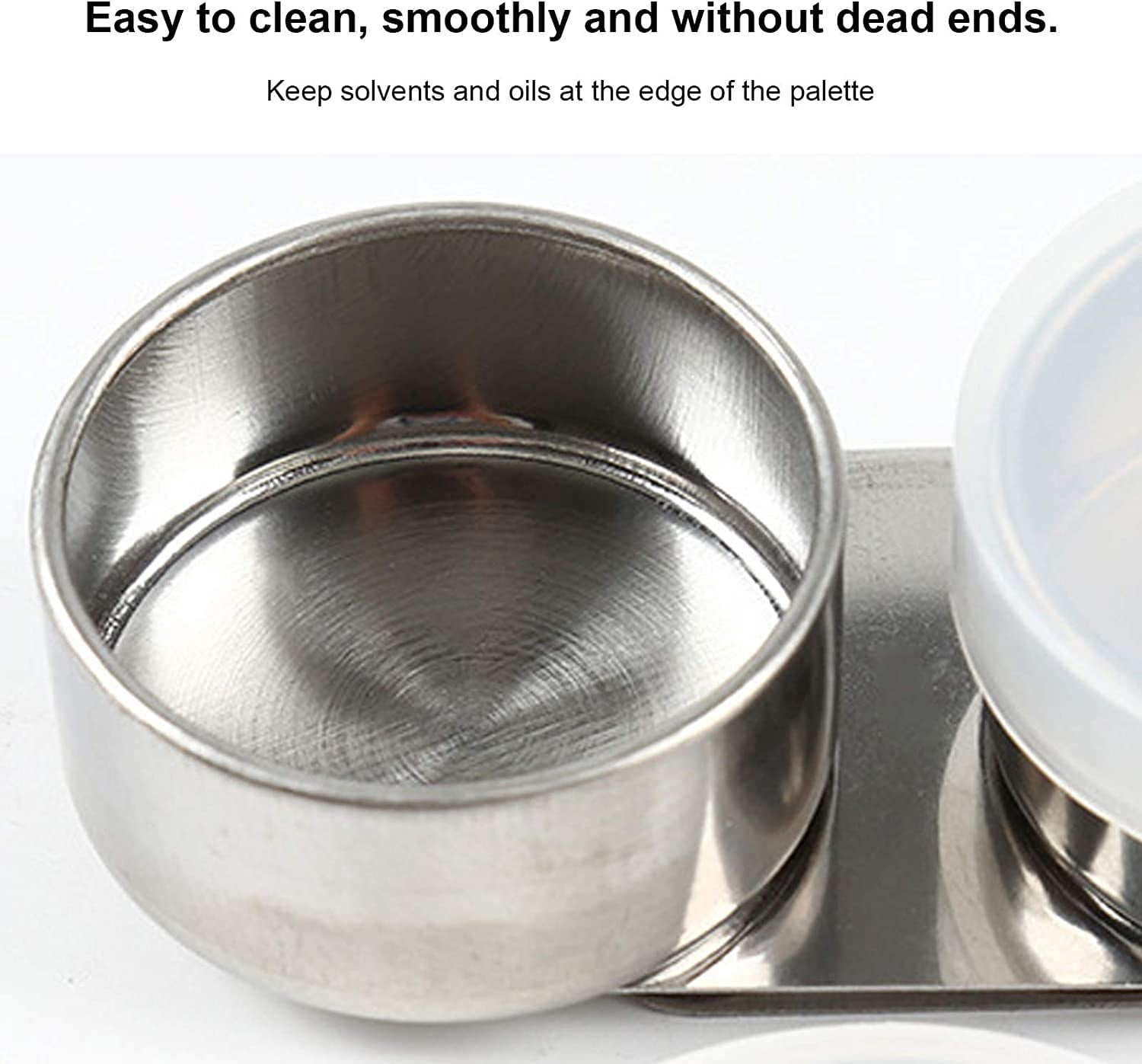 ABPETE 3Pcs Oil Painting Palette Cup, Stainless Steel Double Dipper Design with Lid, Clip Oil Container, Can Clip on Pe for Watercolor Acrylic