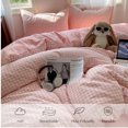 thumbnail image 3 of 2 Pieces Girl Pink Plaid Bedding Set Pink Grid Geometric Pattern Comforter Cover Soft Plaid Microfiber Twin Duver Cover Set, 3 of 5