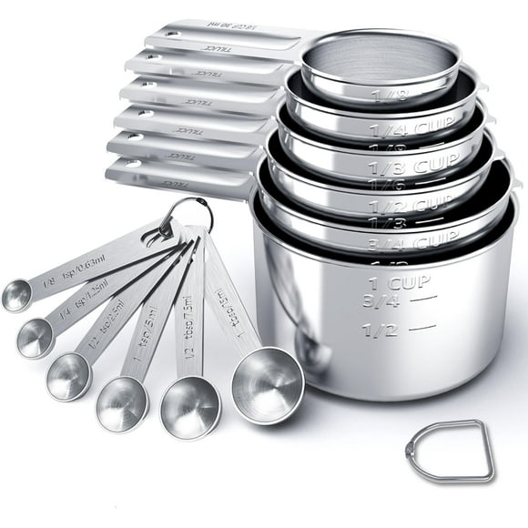 MISSUNNY Stainless Steel Measuring Cups & Spoons Set, Cups and Spoons,Kitchen Gadgets for Cooking & Baking (12)