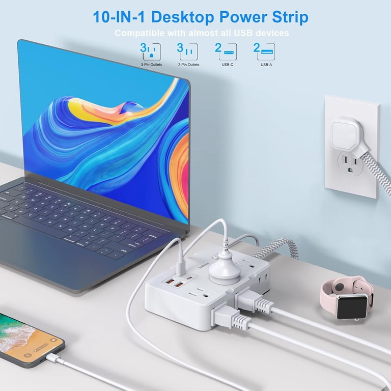JcBlaon 10-Outlet Surge Protector Power Strip with USB-C photo 4
