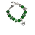 thumbnail image 2 of Delight Jewelry Silvertone Large Yellow Jacket - Mascot - Green Irish Luck Bead Charm Bracelet, 7.5", 2 of 4