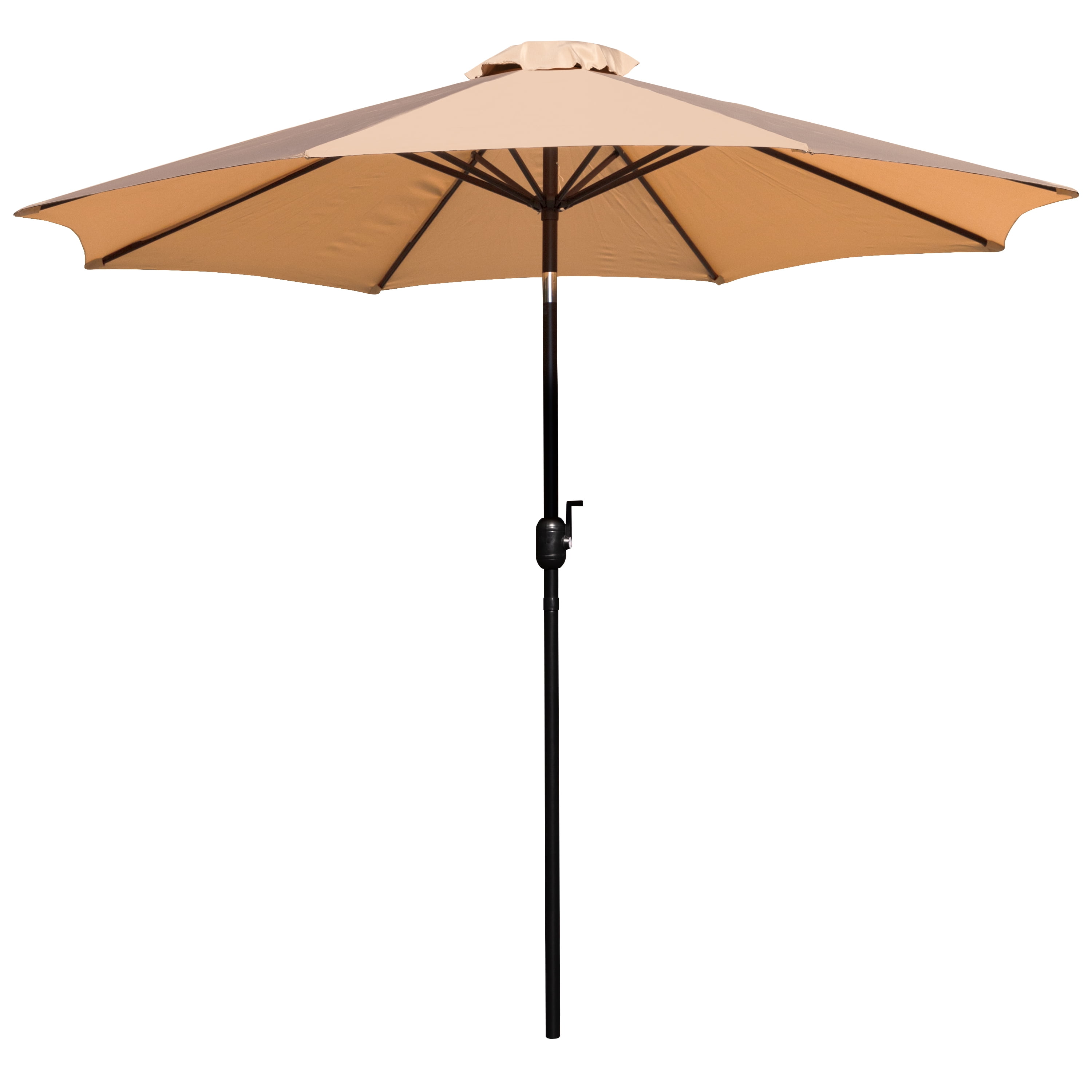 Merrick Lane Tan 9' Round UV Resistant Outdoor Patio Umbrella With Height Lever And 33° Push Button Tilt