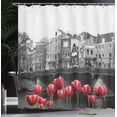thumbnail image 3 of Letter C Shower Curtain, Victorian Inspired Gothic Style Capital C Vintage Feminine Floral Branches, Cloth Fabric Bathroom Decor Set with Hooks, White Black Grey, 3 of 4