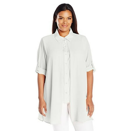 Women's Plus Size Roll Sleeve Blouse Shirt-SW-2X