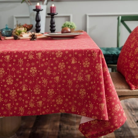 

Japan Small Fresh Green Snowflake Bell Printed Tablecloth Christmas Party Rectangular Tablecloth Kitchen Accessories Picnic Mat