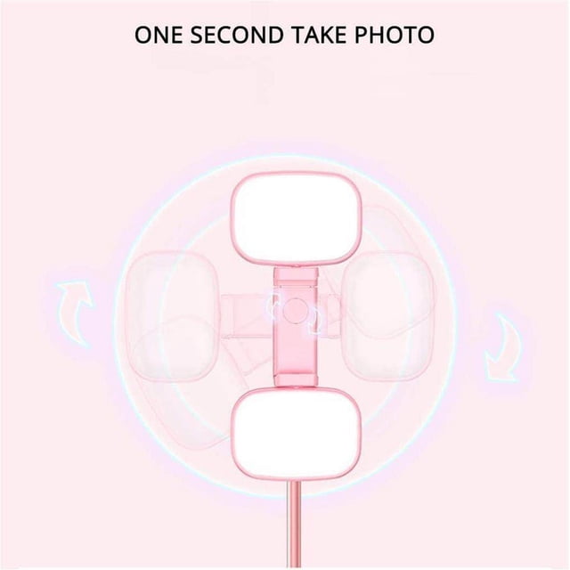 facefd Folding Bluetooth Selfie Stick Tripod with Double Fill Light for Mobile Phone Remote Control Selfie Stick Tripod