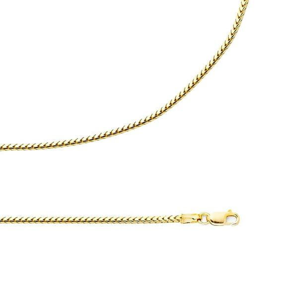Wheat Chain Solid 14k Yellow Gold Necklace Round Franco Diamond Cut Links Thin Fancy, 1.6 mm - 20,22,24 inch