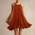 thumbnail image 2 of FRSASU Sundresses for Women Spaghetti Strap Ruffle Hem Short Flowy Casual Summer Beach Vacation Dresses Orange, 2 of 9