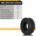 thumbnail image 6 of Ktaxon Set of 2 25x10-12 ATV & UTV All Terrain Tires, 4 Ply Tubeless Trail Mud Sand Tires, 6 of 12