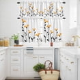 thumbnail image 3 of Yellow Flowers Kitchen Curtains Valances and Tiers Set of 3 Abstract Spring Autumn Simple Yellow Floral Black Leaves Tier Curtains and Valance with Rod Pocket for Small Windows, 27.5"x36", 3 of 9