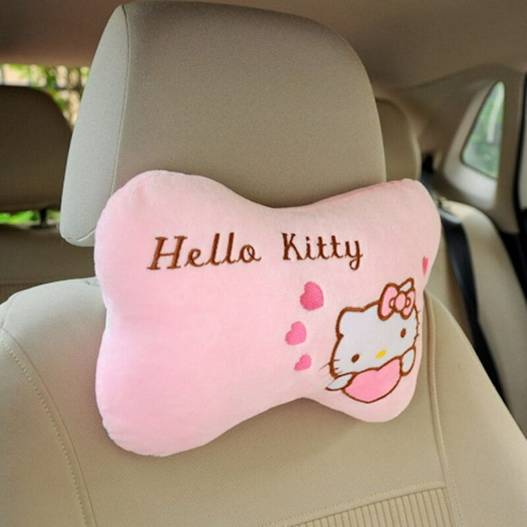 Tuklye Kawaii Car Pillow Accessories Cartoon Cute Decoration Auto Rest  Cushion Seat Headrest Neck Rest Cushion Pillow 2Pcs (Purple Hat)