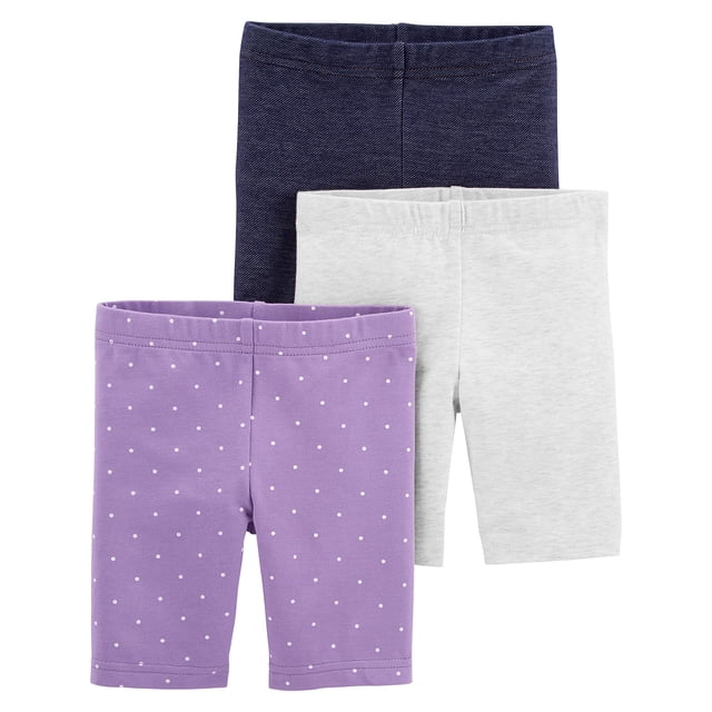 Pantalones cortos de bicicleta Simple Joys de Carter's 2T para niñas, paquete de 3