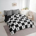 thumbnail image 3 of Homewish Cartoon Bowknot Child Twin Bedding Sets 7-Piece, Black White Checkered Bedding Comforter Set, Chic Buffalo Plaid Reversible Sheet Sets, Lightweight Room Decor, 3 of 7