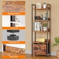 thumbnail image 3 of 5 Tier Bookshelf with Drawer, Tall Narrow Bookcase with Shelves, Wood and Metal Bookshelves Storage Organizer, Industrial Display Standing Shelf Unit for Bedroom, Living Room, 3 of 5