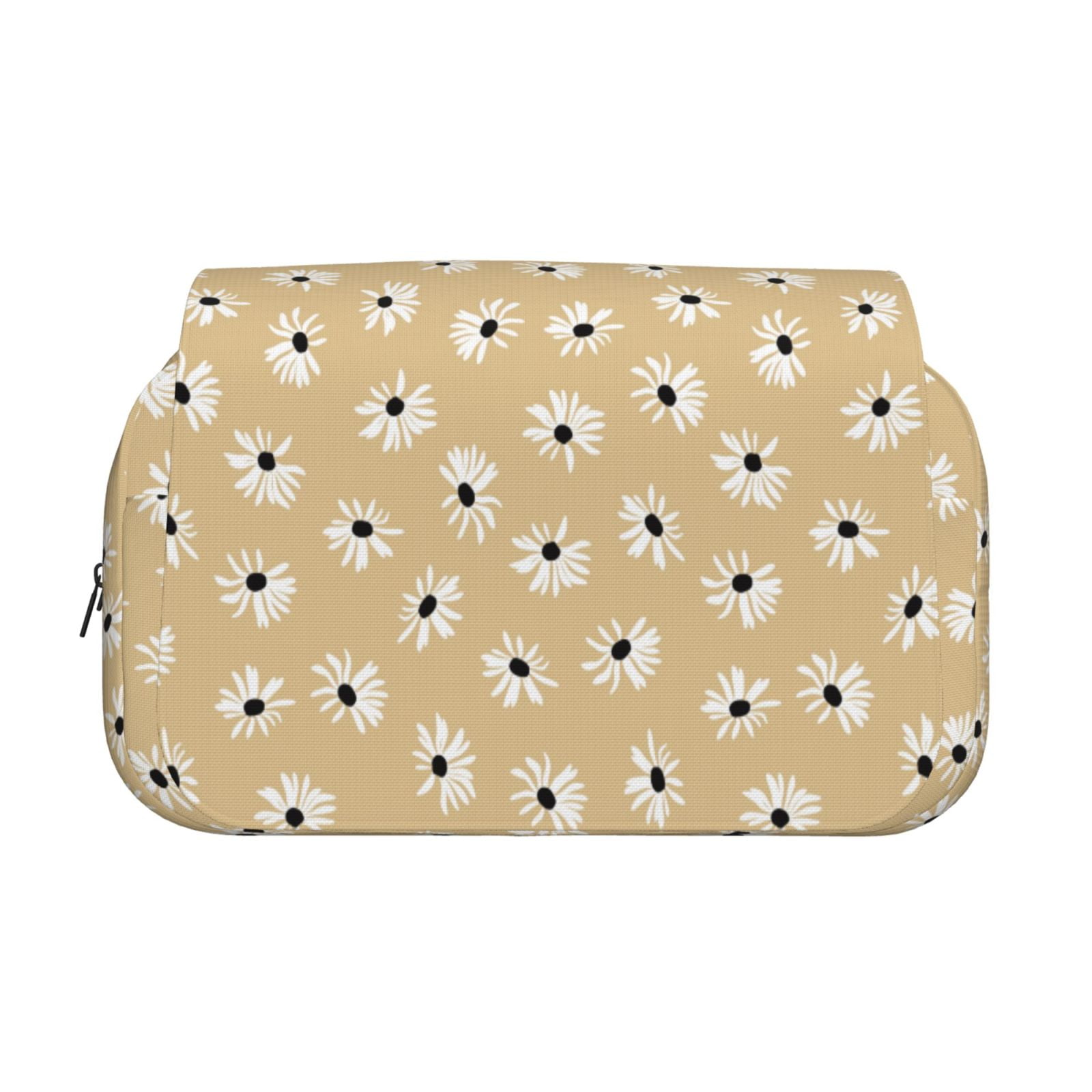 Rateoe Daisies Flowers Pattern Double Clamshell Pen Case, Storage Organizer with Two Zipper Compartments– Holds Up to 50 Pencils & Pens