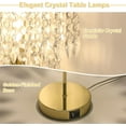thumbnail image 2 of Crystal Table Lamp Set of 2, 3-Way Dimmable Nightstand Lamp with 2 USB Charging Ports, Gold Bedside Lamp for Bedroom, Touch Lamp with Elegant Shade for Living Room, B11 LED Bulb Included, 2 of 12