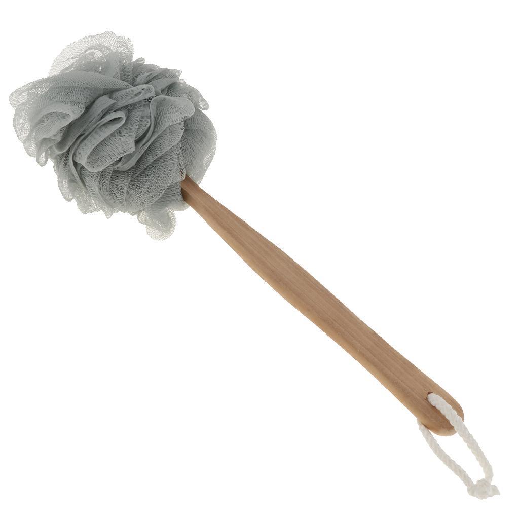 Long Handle Mesh Pouf Bath Sponge Shower Body Back Scrubber A Stick