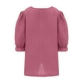 thumbnail image 6 of XXWXYD Girls Lace Trim Blouse, Elegant Puff Sleeve Hollow Out Shirt, Summer Casual V Neck Loose Fit Trendy Tops, 6 of 9
