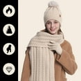 thumbnail image 2 of Women's Scarf Hat And Gloves Set Women'S Winter Solid Color Warm Cycling Ear Knitted Hat Scarf Glove 3 Piece Set, Women's Accessories Scarf ,Hat,& Gloves, 2 of 4
