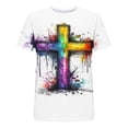 thumbnail image 5 of Yaoyar Mens Fashion Jesus Cross Print T-Shirt Short Sleeve Funny Graphic Tees Tops Christian Religious Bible T-Shirts, 5 of 5