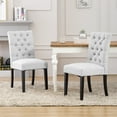 thumbnail image 2 of WestinTrends Hayes Tufted Dining Room Chairs Set of 2, Linen Fabric Upholstered Kitchen Dining Table Chairs with Solid Wood Legs, Light Gray, 2 of 2