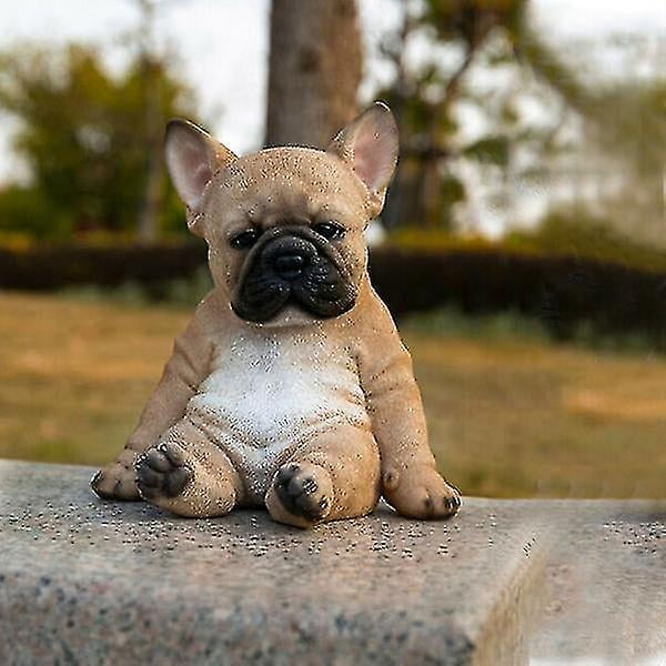 Statue de Chiot Bouledogue Français Sleepy Sculpture de Pelouse en