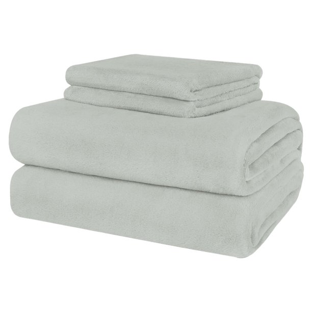 Juego de Sábanas Invernales Lisas, Extra Suaves y Calientitas, Tacto Seda. Bolsillo Profundo (GRIS)