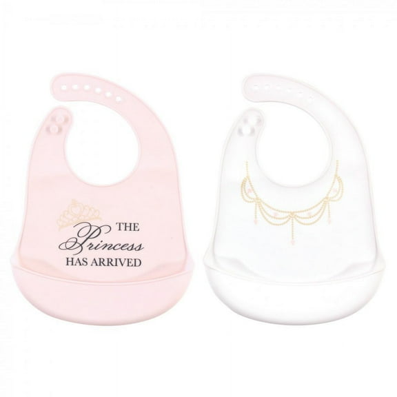 Little Treasure Baby Girl Silicone Bibs 2pk, Princess, One Size