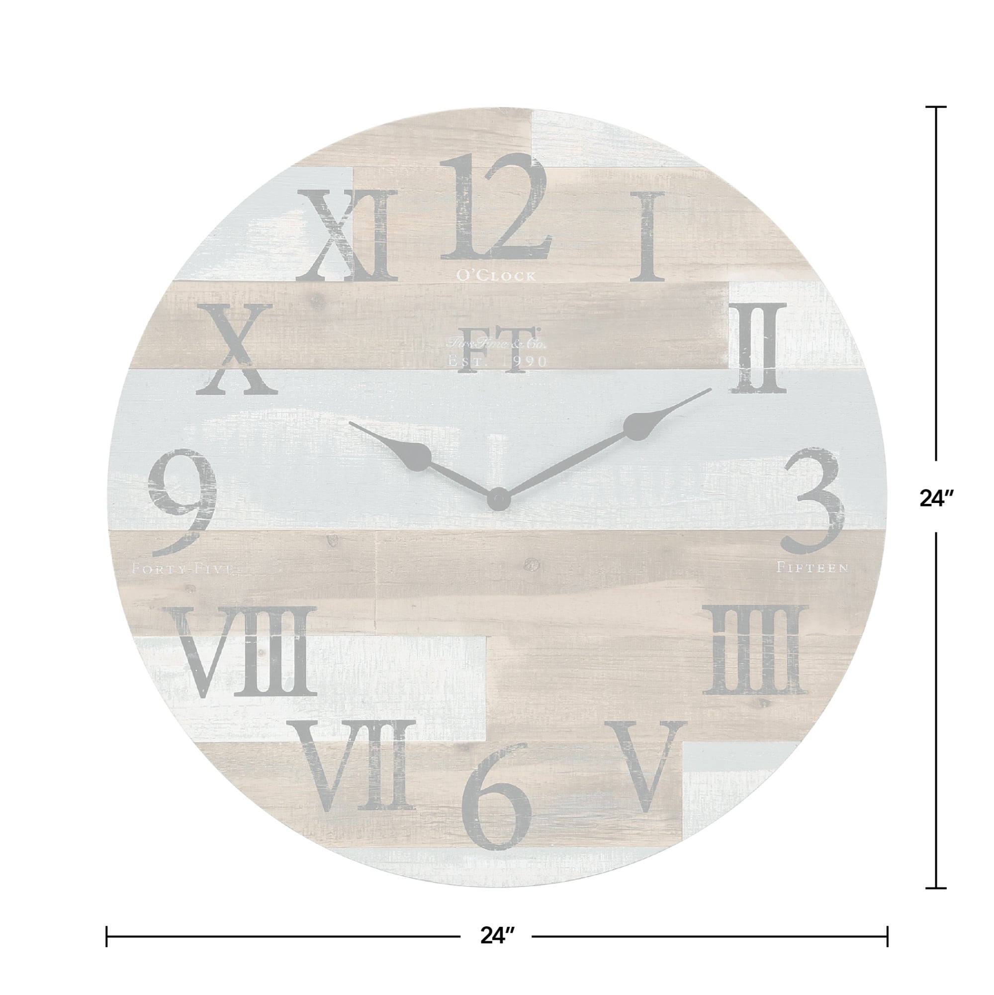 FirsTime & Co. Brown And Blue Rustic Barn Wood Wall Clock, Farmhouse, Analog, 24 x 1.75 x 24 in